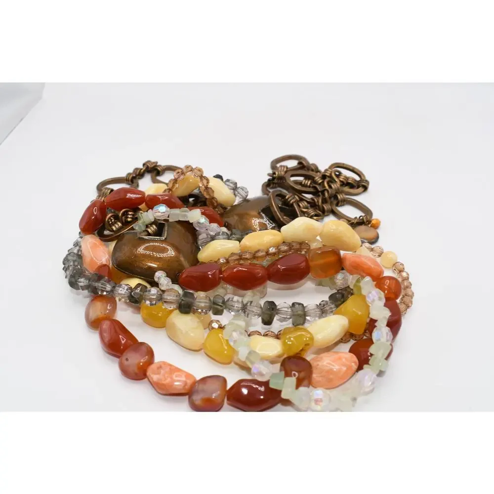 Chico’s Multi Strand Beaded Chain Belt Enamel Accents 49” Statement